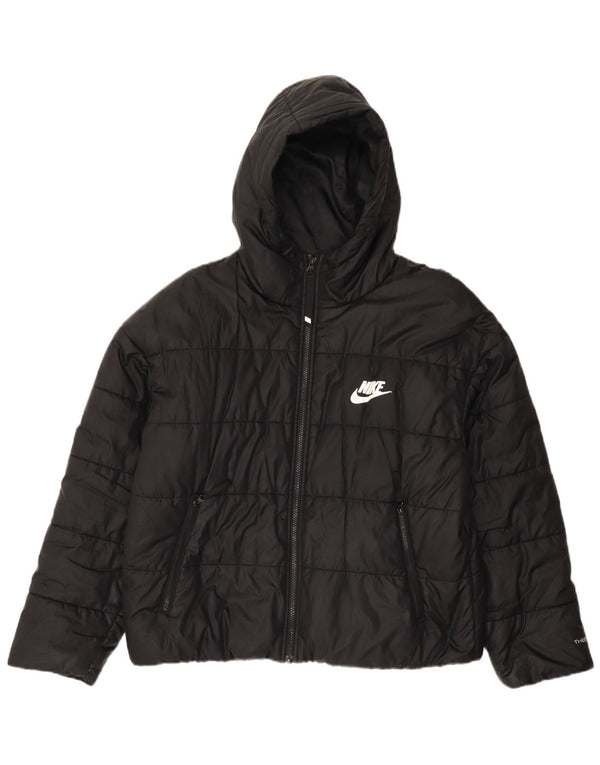 Nike Damen Therma-Fit Hooded Oversized Wattierte Jacke UK 16 Large Schwarz