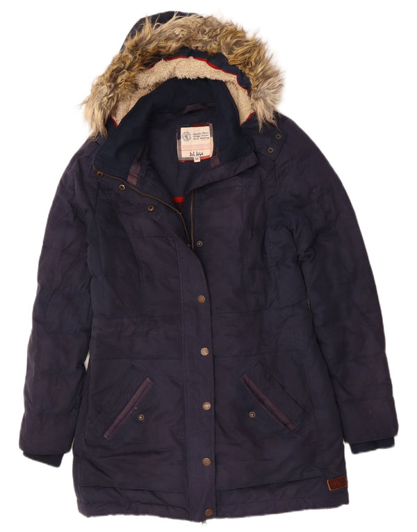 Fat Face Damen-Parka mit Kapuze, UK 12, Mittel, Marineblau, Polyester, Winter
