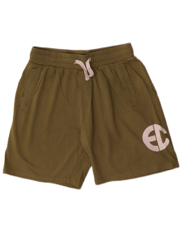 Enrico Coveri Herren-Sportshorts mit Grafik, groß, Khaki, Baumwolle