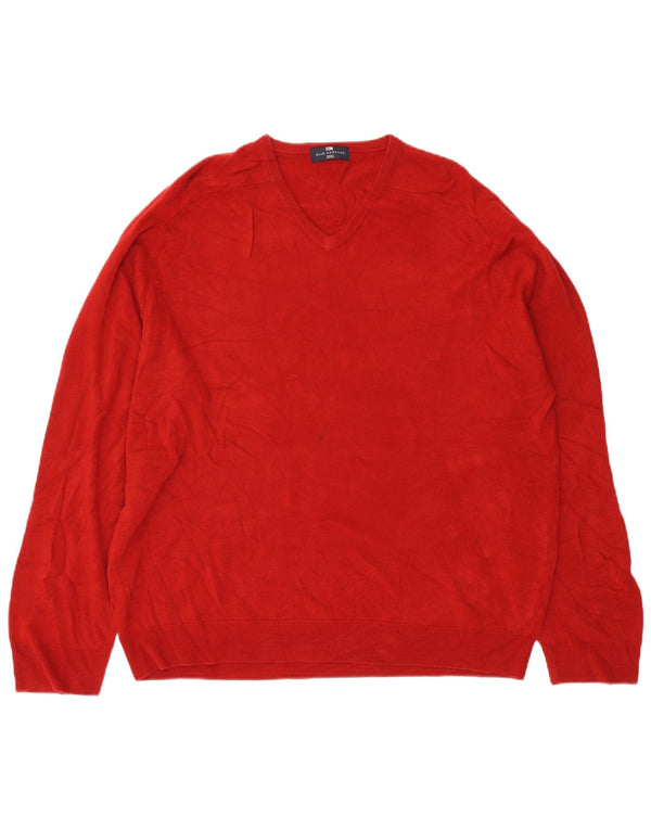 Marks & Spencer Herren-Pullover mit V-Ausschnitt, 2XL, rotes Acryl