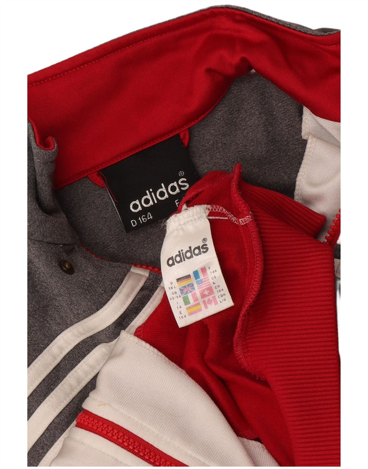 Adidas Jungen-Trainingsanzug-Top-Jacke, 13–14 Jahre, graues Colourblock-Polyester