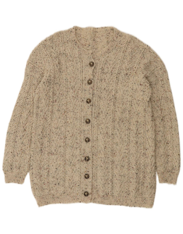 Vintage Damen Cardigan Pullover UK 16 Groß Beige meliert