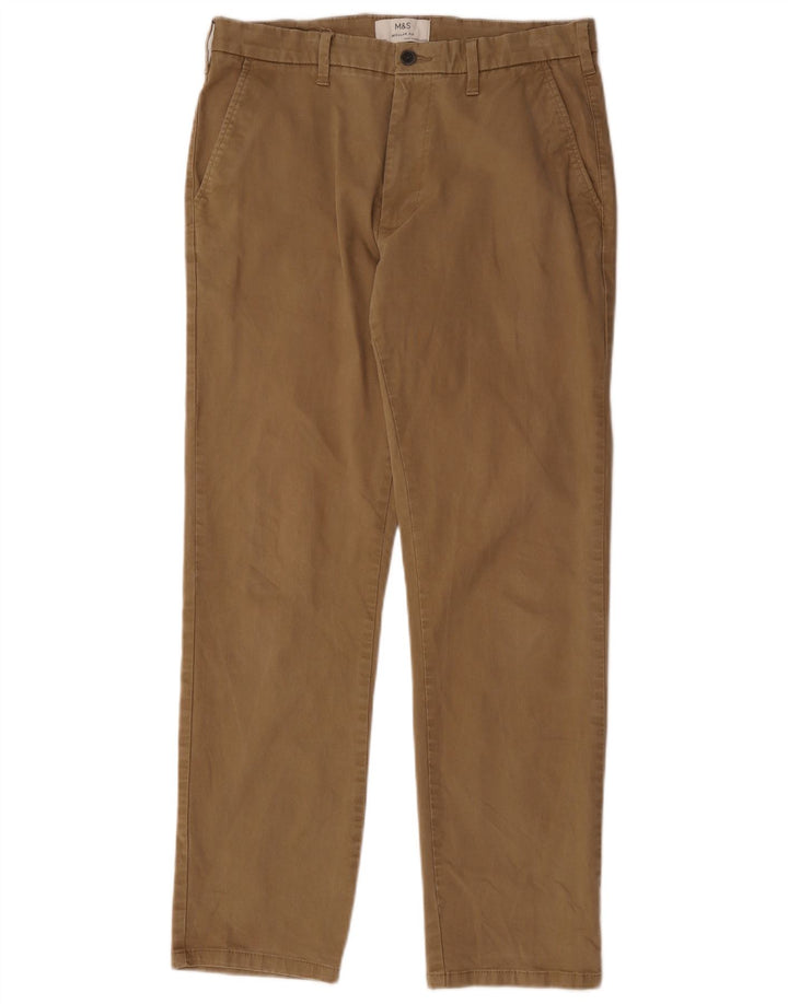 Marks & Spencer Herren-Chinohose mit gerader Passform und normaler Passform, W32, L31, Braun