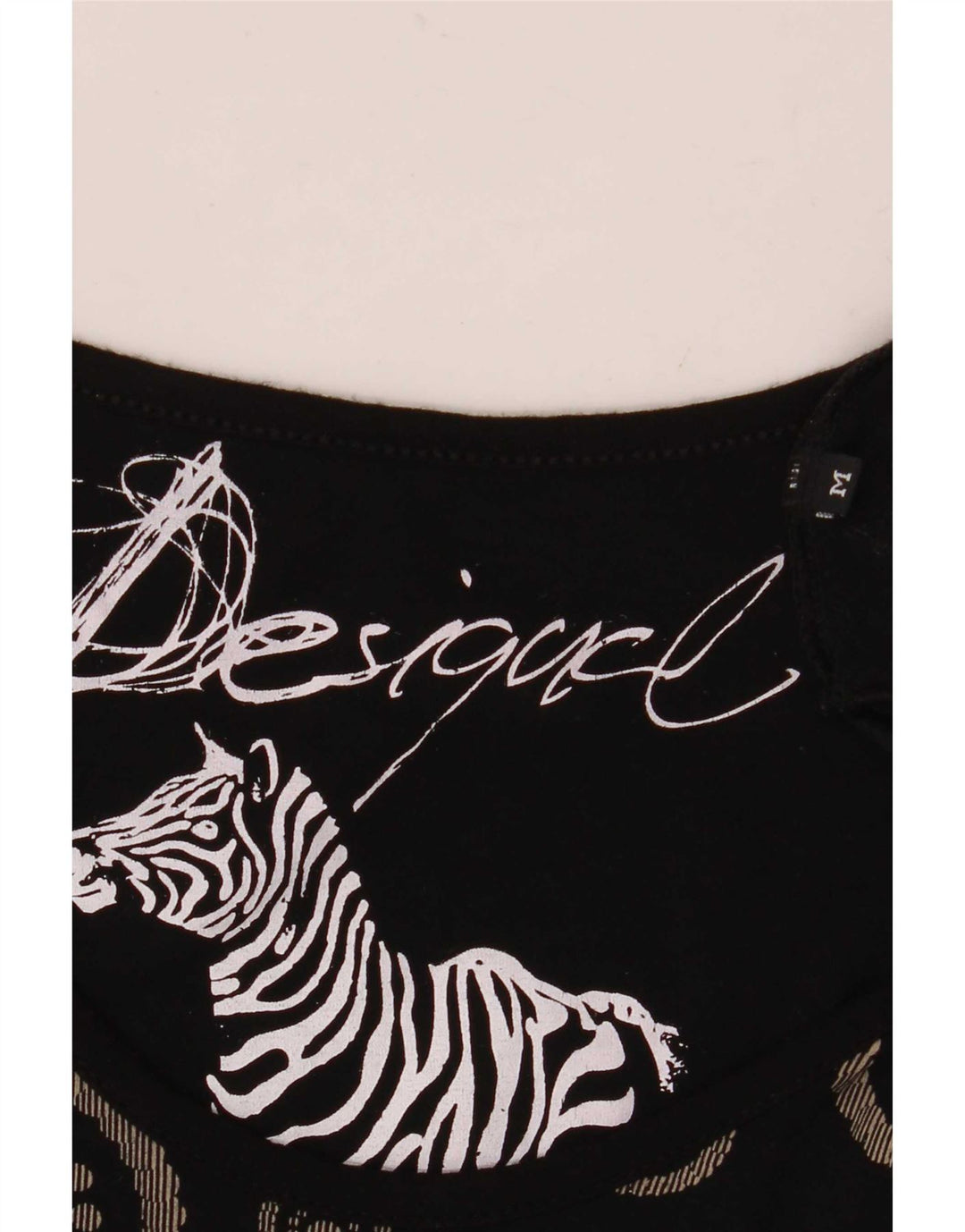 Desigual Damen Grafik-A-Linien-Kleid UK 12 Medium Schwarz Geometrisch