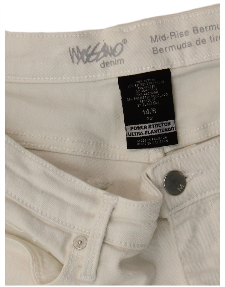 Mossimo Damen Mid Rise Bermuda Denim Shorts US 14 Large W32 Weiße Baumwolle