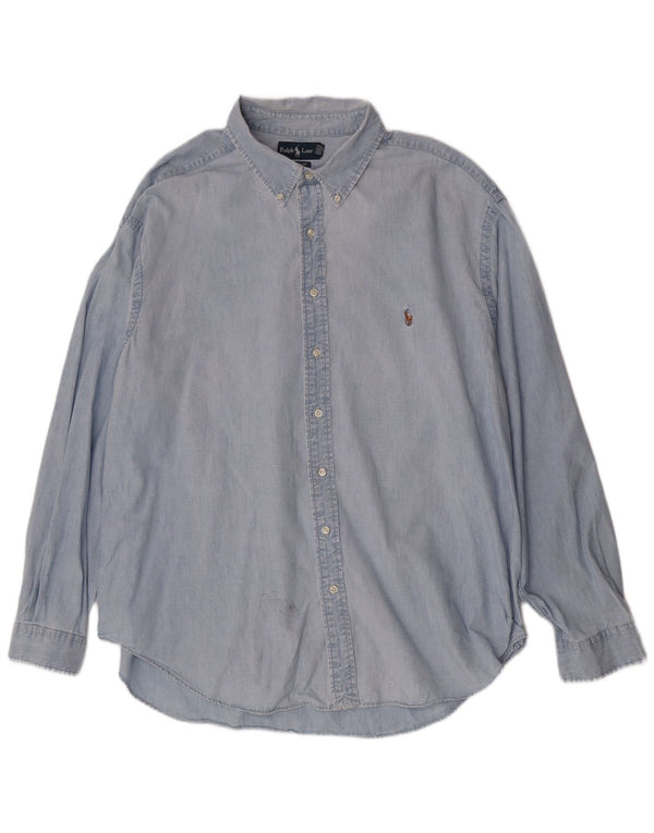 Ralph Lauren Herren-Hemd mit klassischer Passform, 3XL, blaue Baumwolle