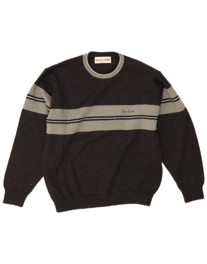 PIERRE CARDIN Herren-Pullover mit Rundhalsausschnitt, Mittelgrau, Farbblock