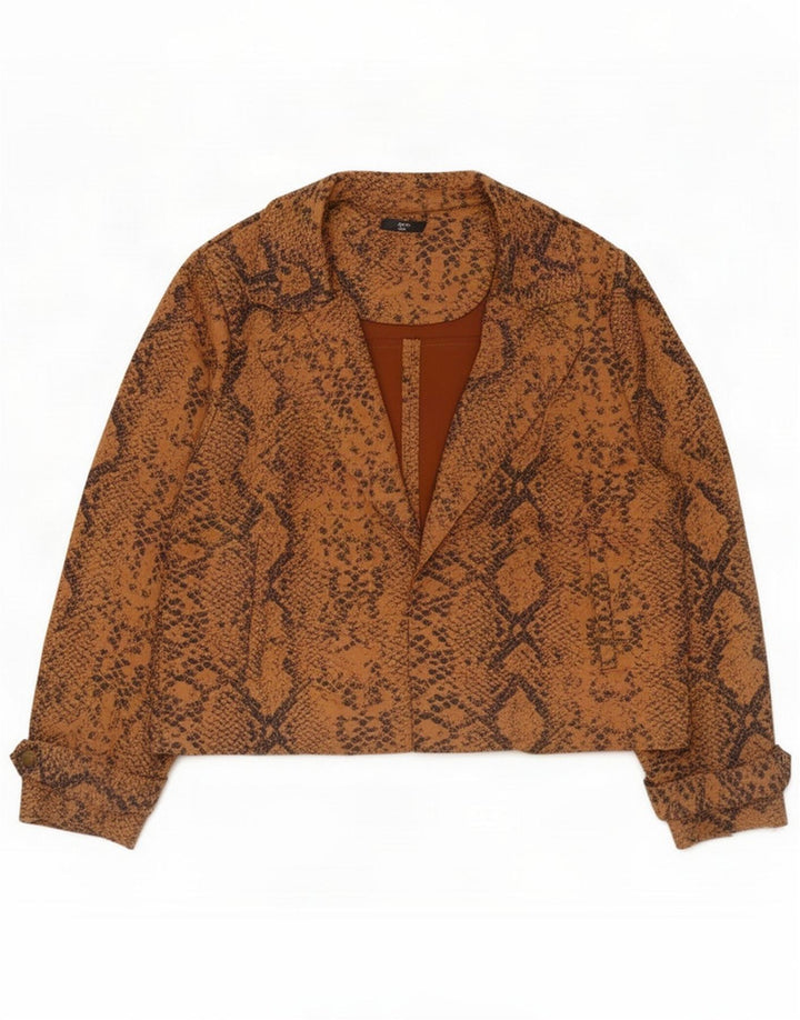 M&Co Womens Petite Open Blazer Jacke UK 14 Large Brown Polyester
