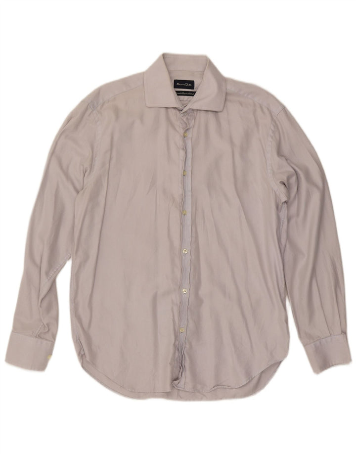 Massimo Dutti Herrenhemd Größe 42 16 1/2 Große blaue Nadelstreifen