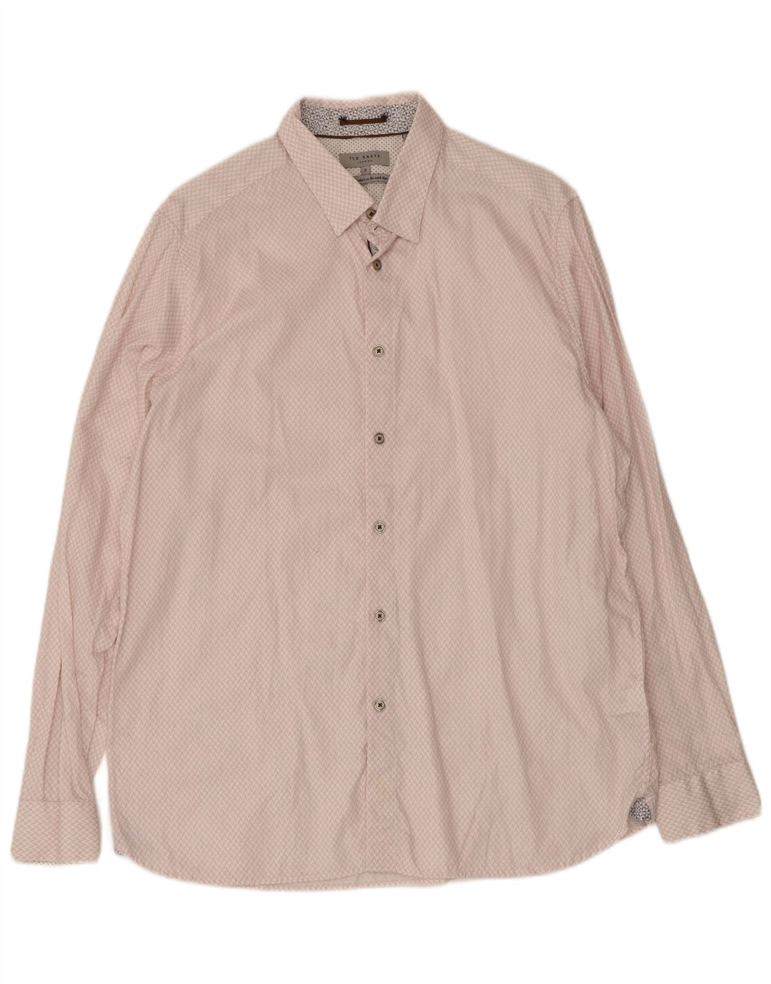 Ted Baker Herrenhemd Größe 6 2XL rosa geometrische Baumwolle