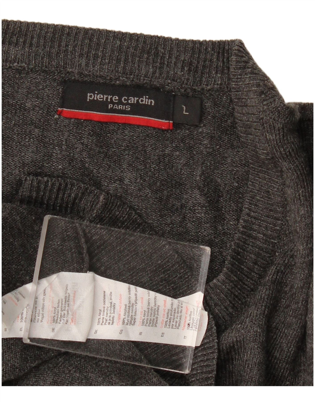Pierre Cardin Herren-Pullover mit V-Ausschnitt, großes graues Acryl
