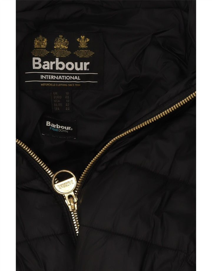 Barbour Wattierte Damenjacke mit Kapuze, UK 14, Größe L, Schwarz, Polyester