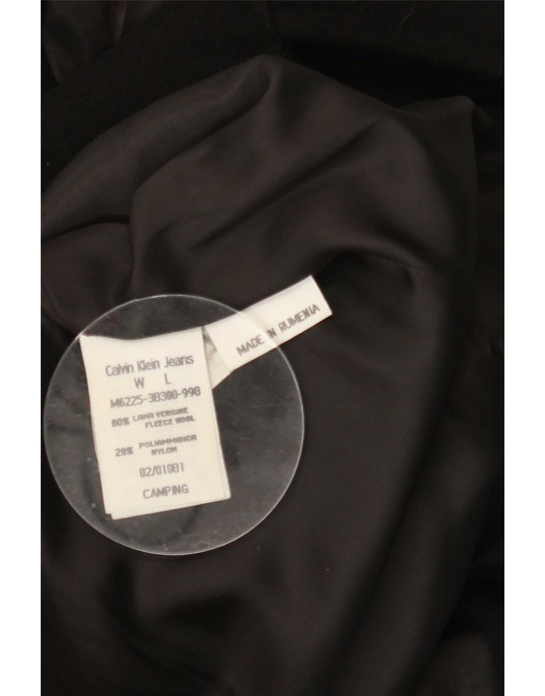 Calvin Klein Jeans Herren Pea Coat UK 40 Große schwarze Wolle