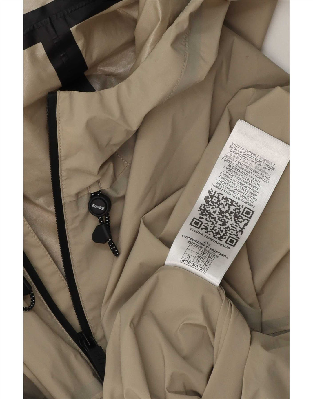 Guess Herren-Regenjacke mit Kapuze, UK 42, XL, Beige, Polyethylen