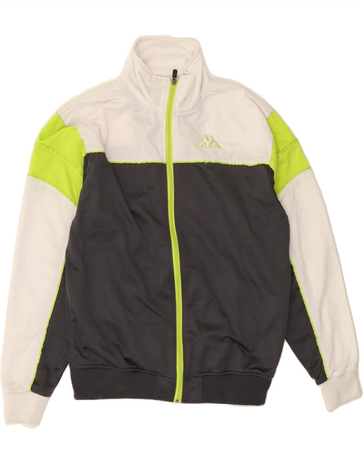 KAPPA Boys Tracksuit Top Jacket 15-16 Years 3XL Grey Colourblock Polyester Vintage Kappa and Second-Hand Kappa from Messina Hembry 