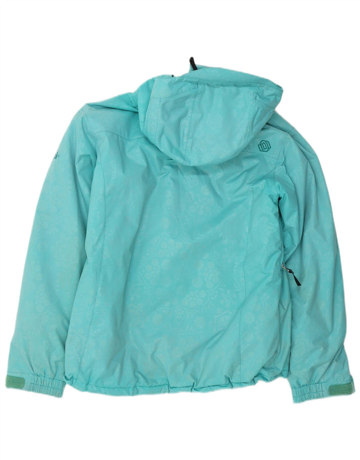 Animal Damen-Windbreakerjacke mit Kapuze, UK 12, mittelgroßes türkisfarbenes Nylon
