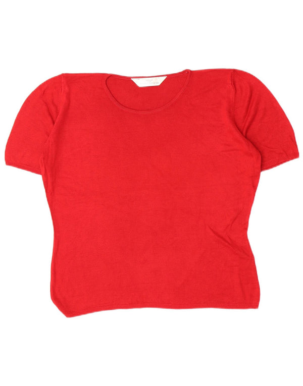 Marks & Spencer Damen T-Shirt Top UK 14 Large Rote Viskose