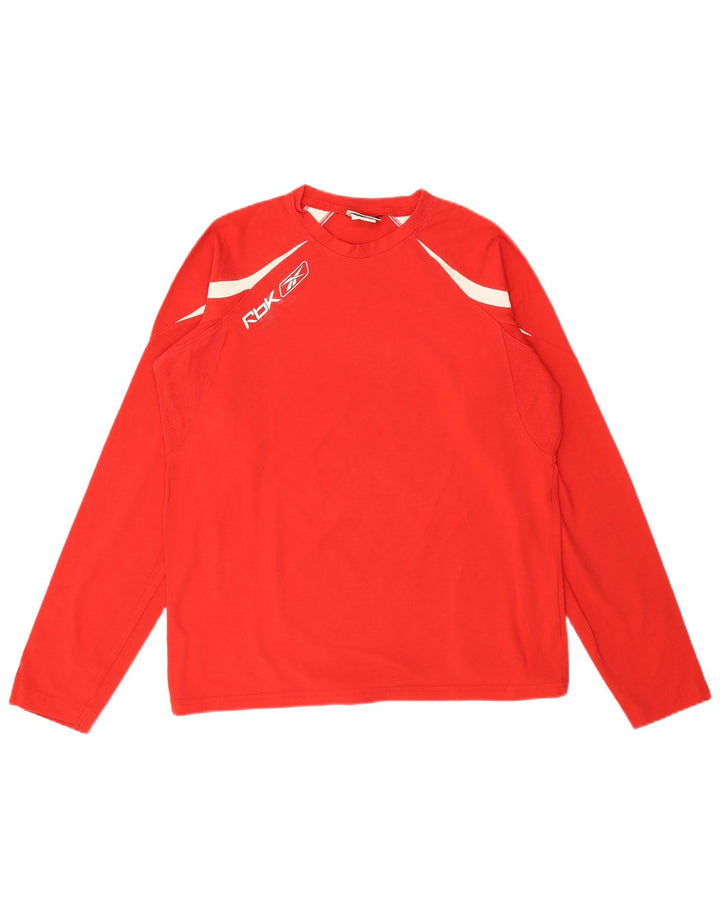 REEBOK Herren Grafik-Oberteil, langärmelig, klein, rot, Colourblock-Baumwolle