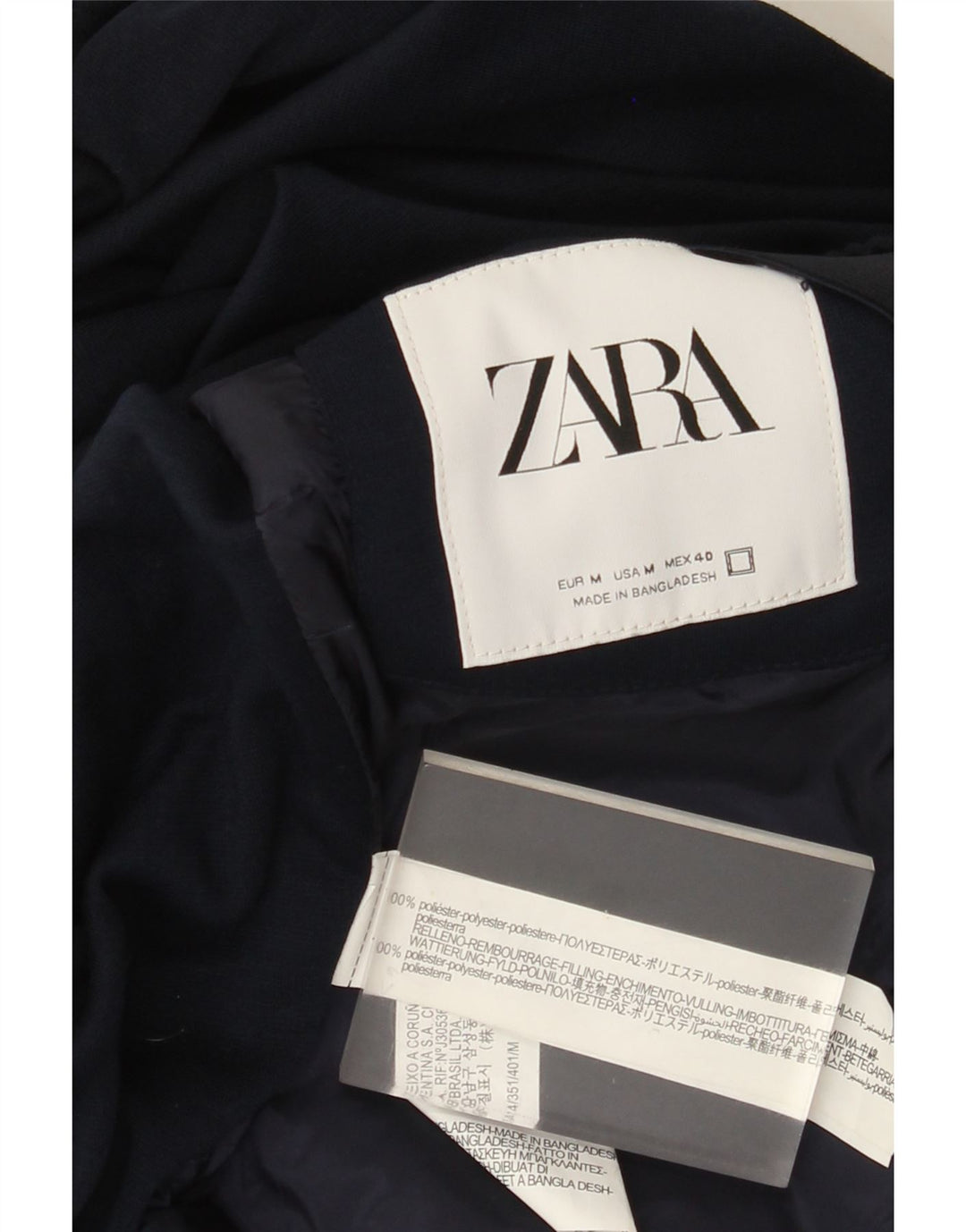 Zara Herren Bomberjacke UK 38 Medium Marineblau Colourblock Polyester