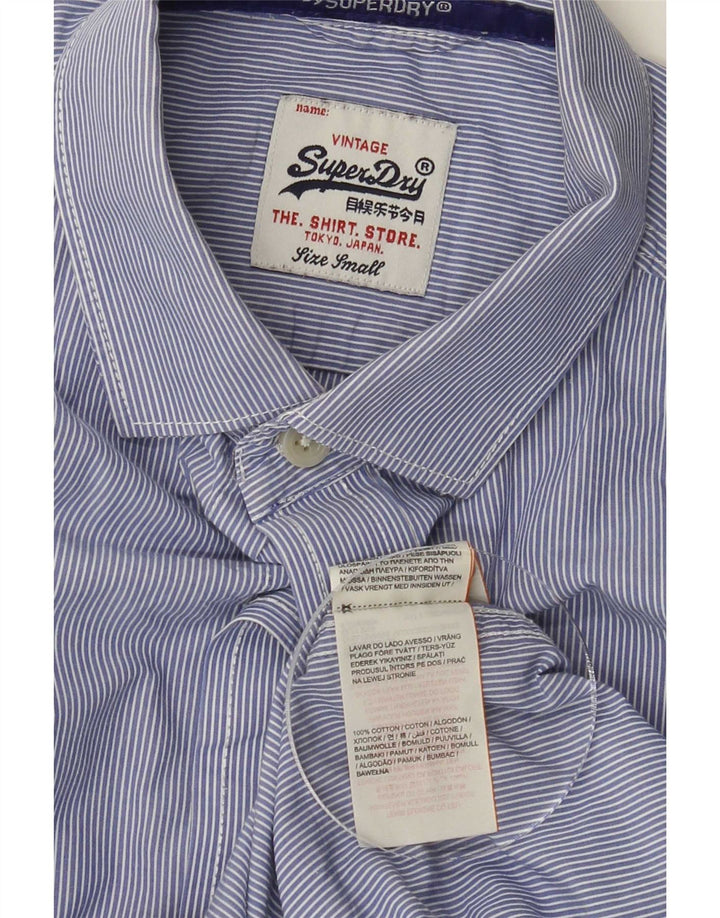 Superdry Herren-Hemd aus Baumwolle mit kleinen blauen Nadelstreifen