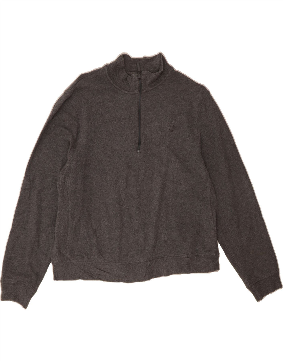 CHAMPION Mens Zip Neck Sweatshirt Jumper Large Grey Cotton Vintage Champion and Second-Hand Champion from Messina Hembry 