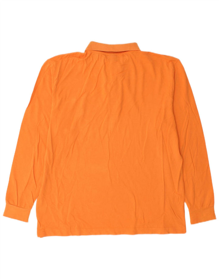 Kappa Herren Langarm-Poloshirt, groß, orange, Baumwolle