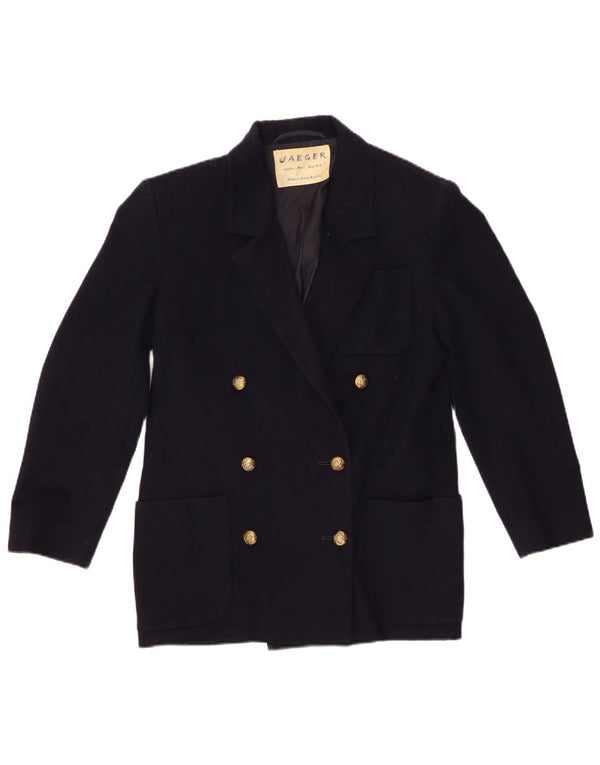 Jaeger Damen Zweireihige Blazerjacke UK 6 XS Marineblaue Schurwolle