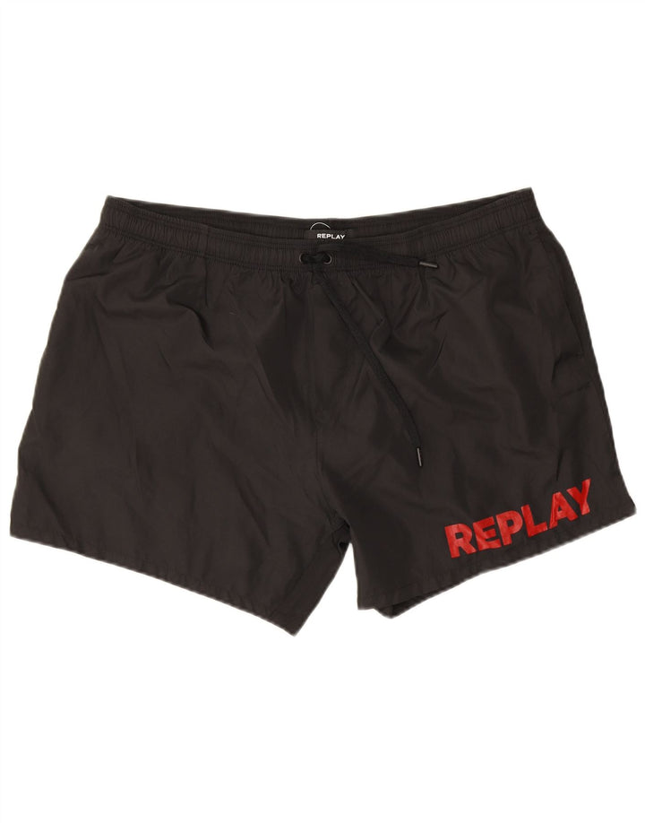 Replay Herren Badeshorts mit Grafik, Größe L, Schwarz