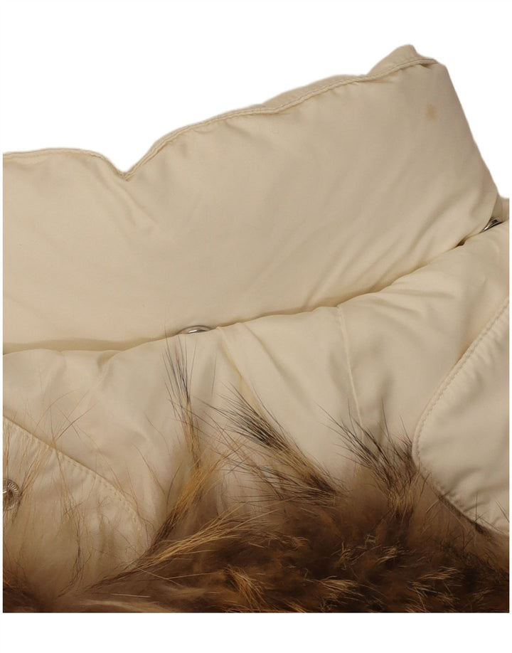 Diadora Wattierter Damenmantel mit Kapuze, UK 14, Medium, gebrochenes Weiß, Polyester