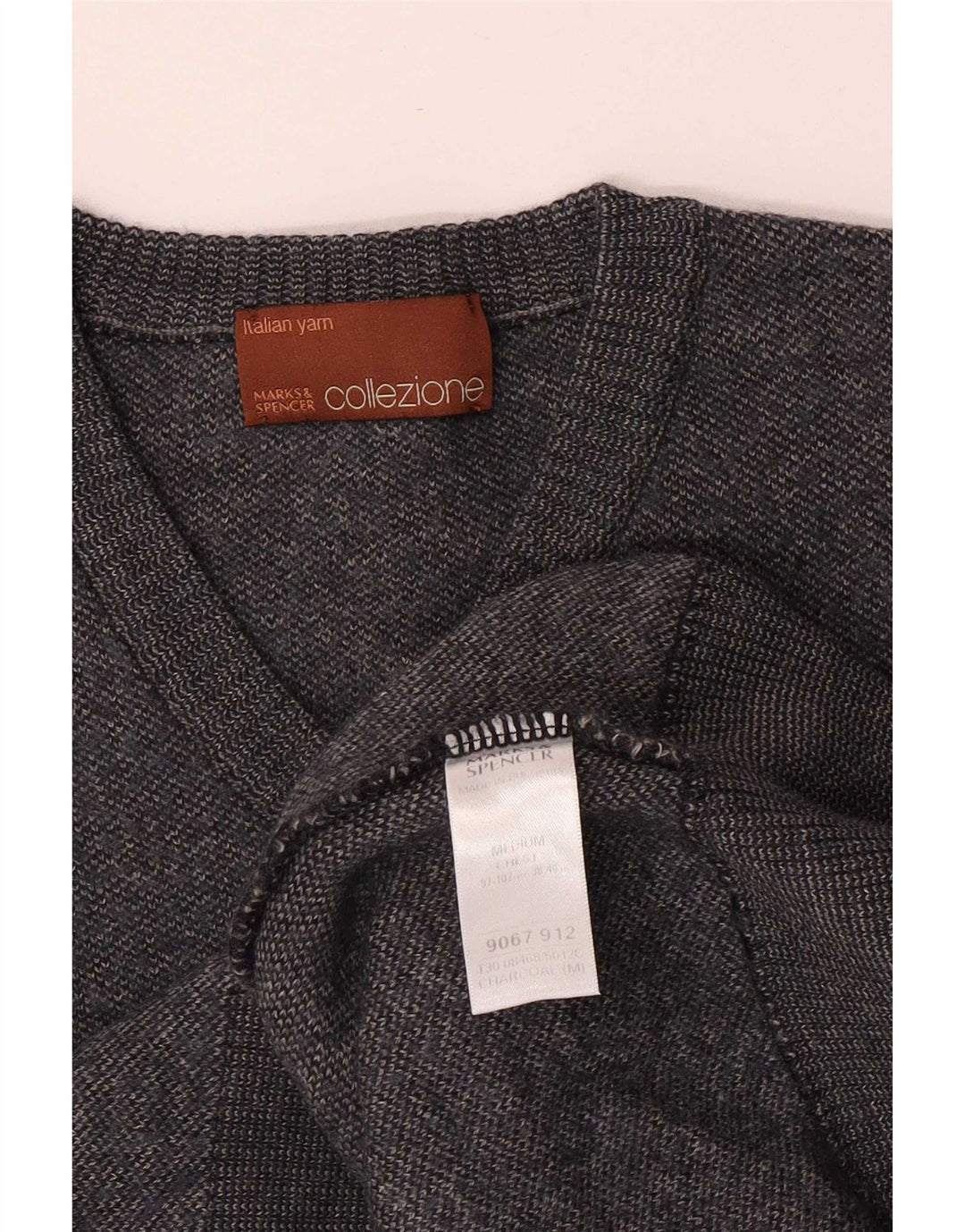 Marks & Spencer Herren-Pullover mit V-Ausschnitt, mittelgraues Acryl