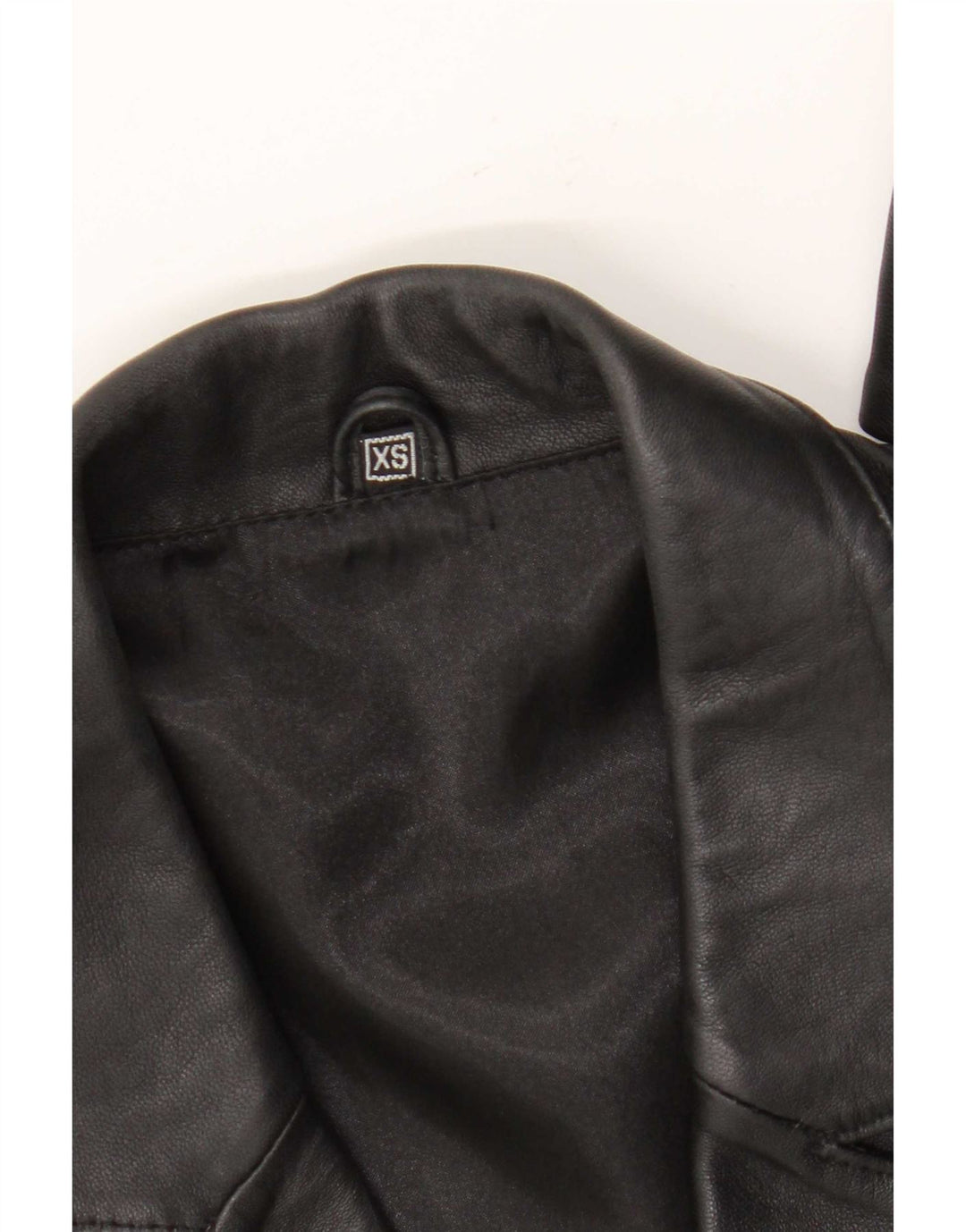 Vintage Damen 3 Knopf Leder Blazer Jacke UK 6 XS Schwarz