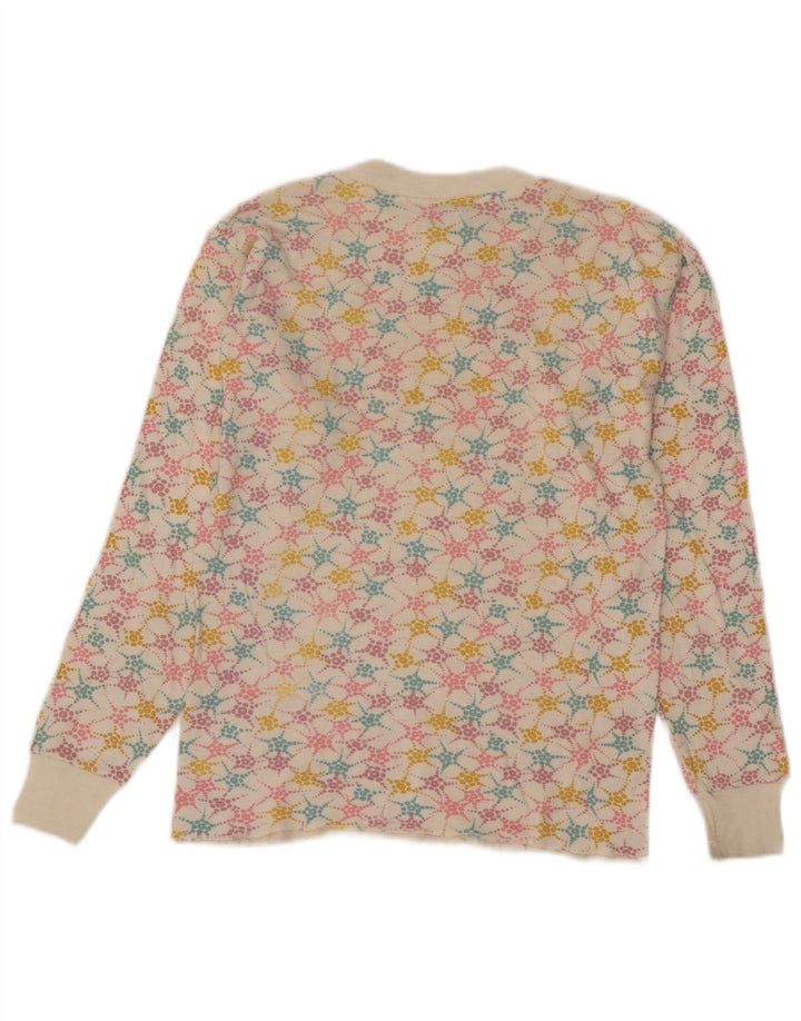 Eddie Bauer Damen Sweatshirt Pullover UK 12 Medium Off White Geometrisch