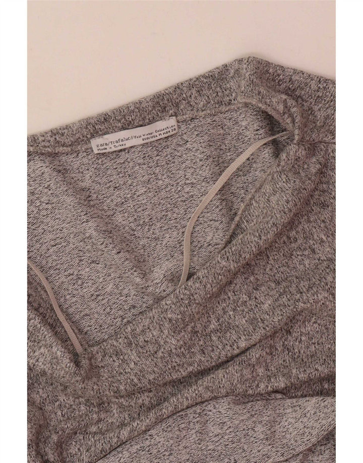 Zara Damen-Oversize-Oberteil mit langen Ärmeln, UK 14, Mittelgrau meliert