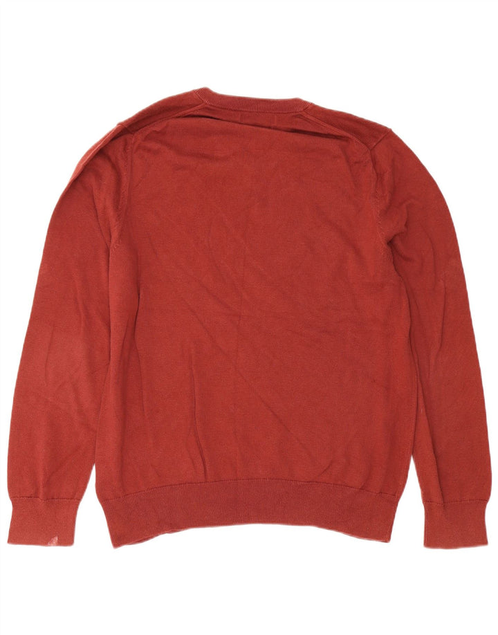 Marks & Spencer Herren-Pullover mit V-Ausschnitt, groß, burgunderrote Baumwolle