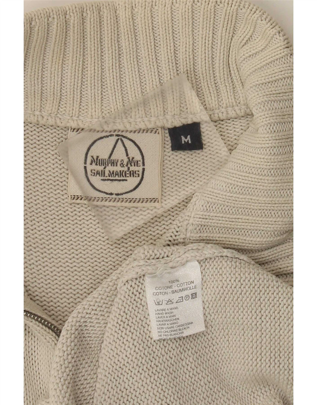 Murphy & Nye Herren-Pullover mit Reißverschluss am Hals, mittelbeige Baumwolle