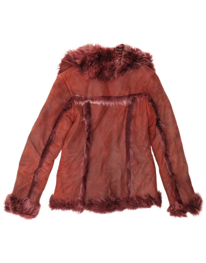 L'autre Chose Damen Lammfelljacke UK 10 Small Burgund
