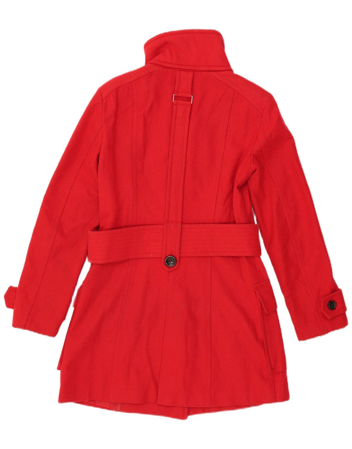 ZARA Damen Mantel UK 12 Mittelrote Wolle