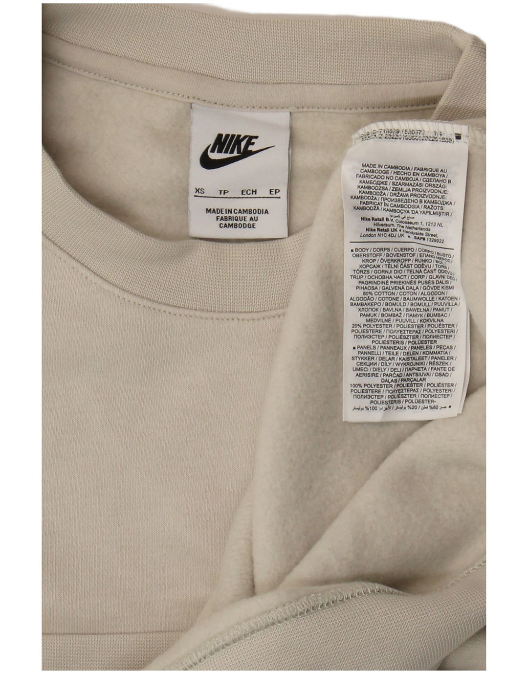 Nike Herren-Sweatshirt mit Grafik, XS, weiße Farbblock-Baumwolle
