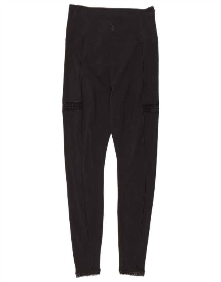 Nike Damen Dri Fit Leggings UK 14 Mittelschwarzes Nylon