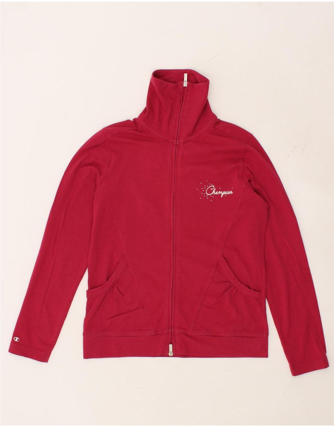 CHAMPION Womens Tracksuit Top Jacket UK 12 Medium Pink Cotton Vintage Champion and Second-Hand Champion from Messina Hembry 