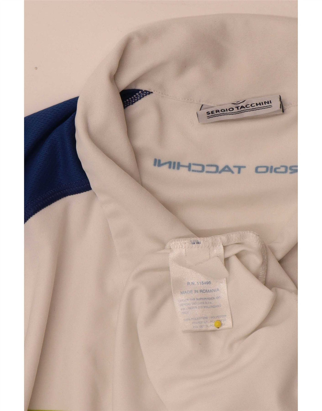 Sergio Tacchini Herren-Poloshirt, groß, weißes Colourblock-Polyester