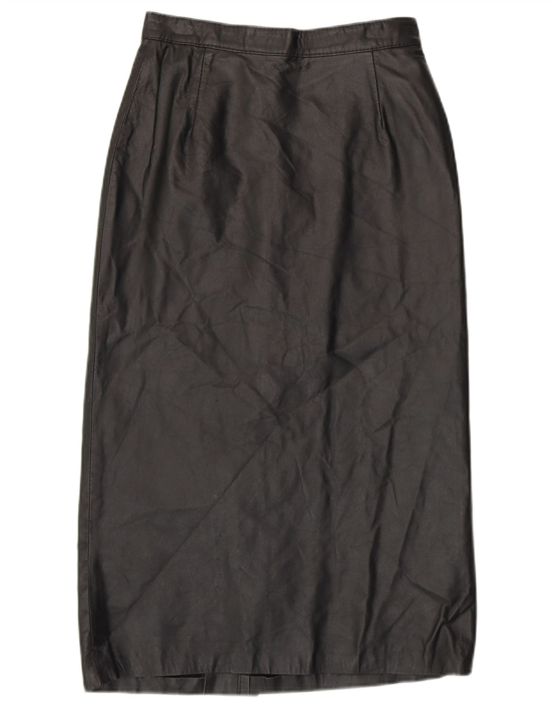 Vintage Damen High Waist Lederrock EU 42 Großes schwarzes Leder