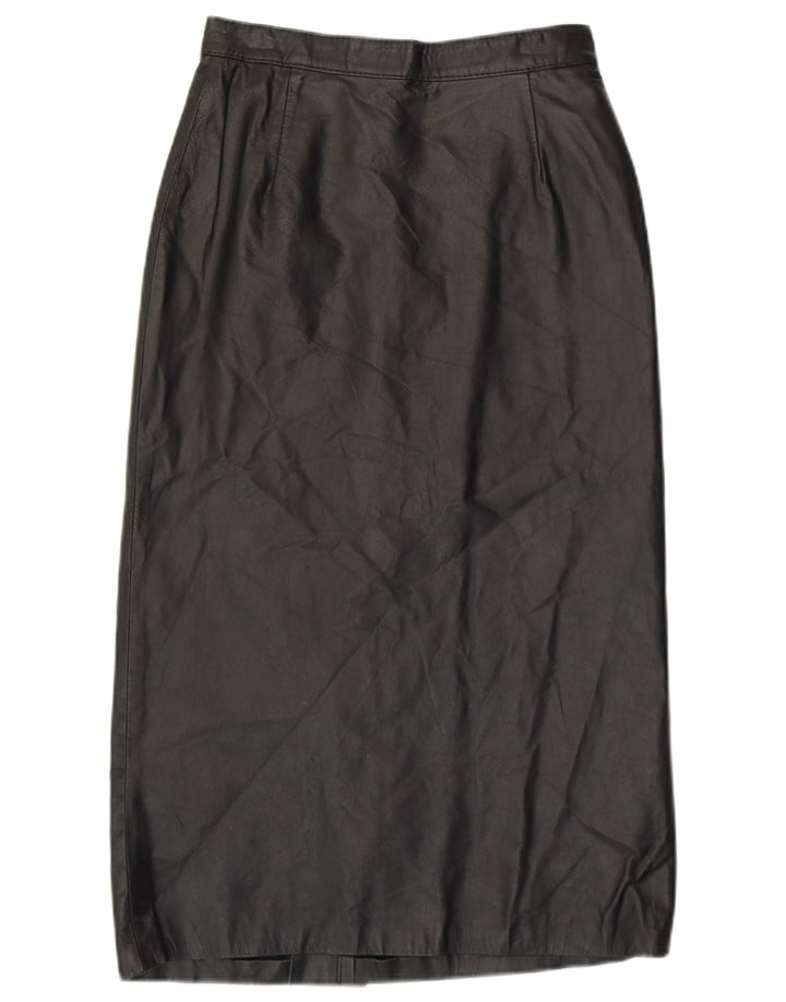 Vintage Damen High Waist Lederrock EU 42 Großes schwarzes Leder