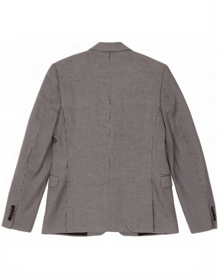 Zara Herren 2-Knopf-Blazerjacke EU 46 Kleine schwarze Hahnentrittwolle