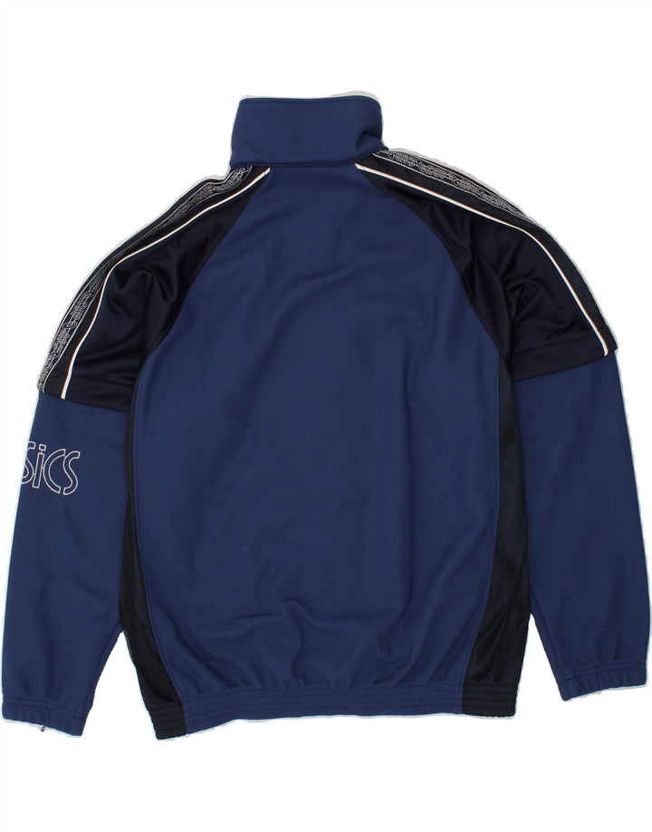 ASICS Herren-Trainingsanzug mit grafischem Oberteil, mittleres Marineblau, Farbblock