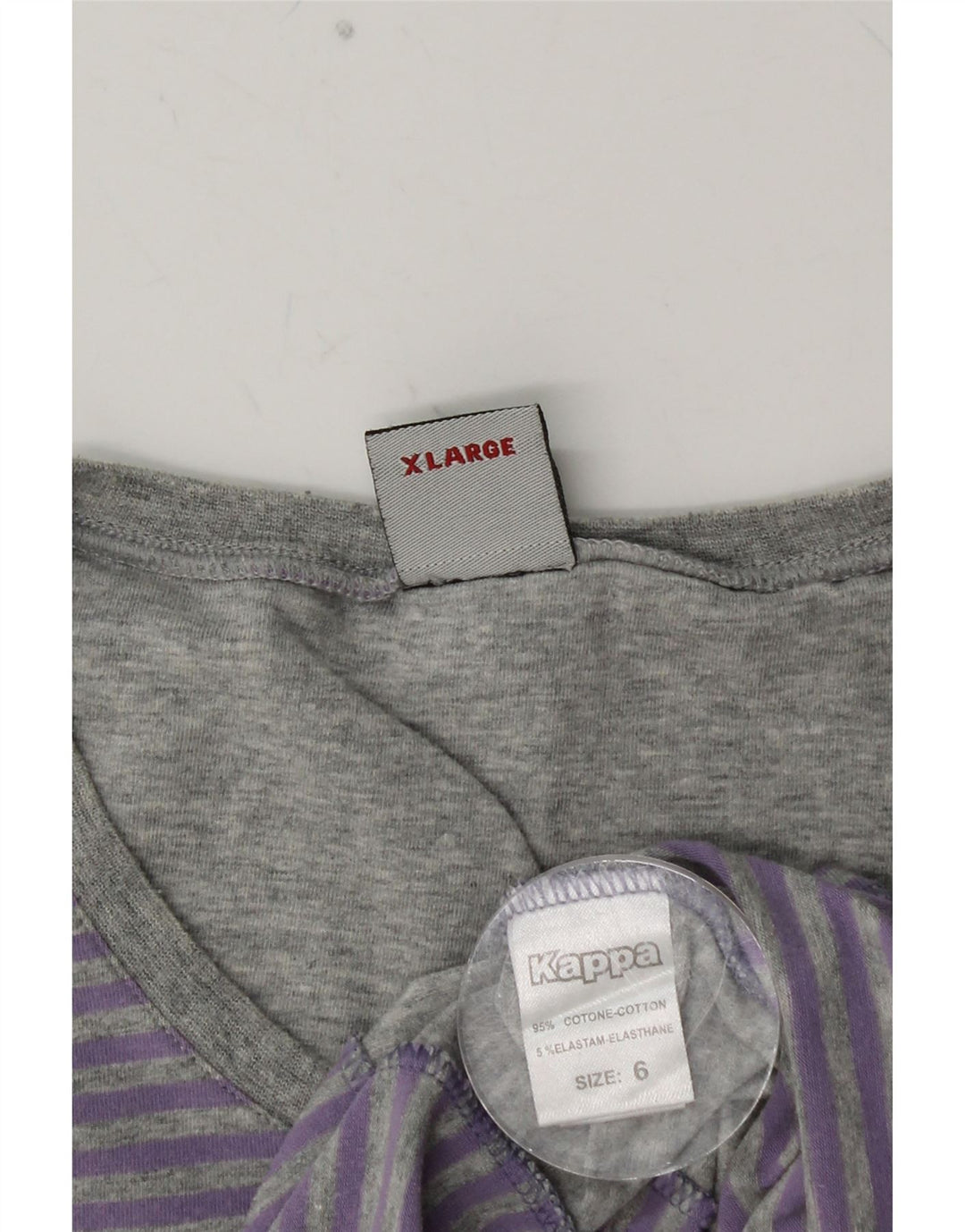 KAPPA Herren T-Shirt Top XL Lila Nadelstreifen Baumwolle