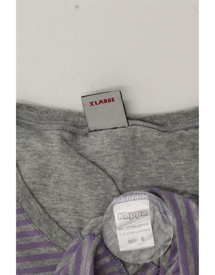 KAPPA Herren T-Shirt Top XL Lila Nadelstreifen Baumwolle