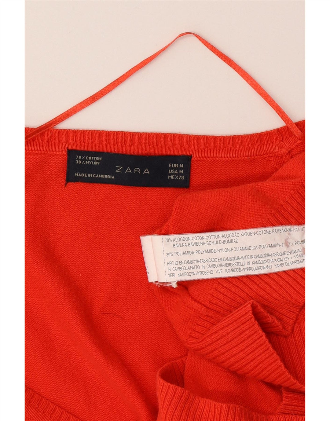 Zara Damen-Cardigan-Pullover UK 12 Mittelrote Baumwolle