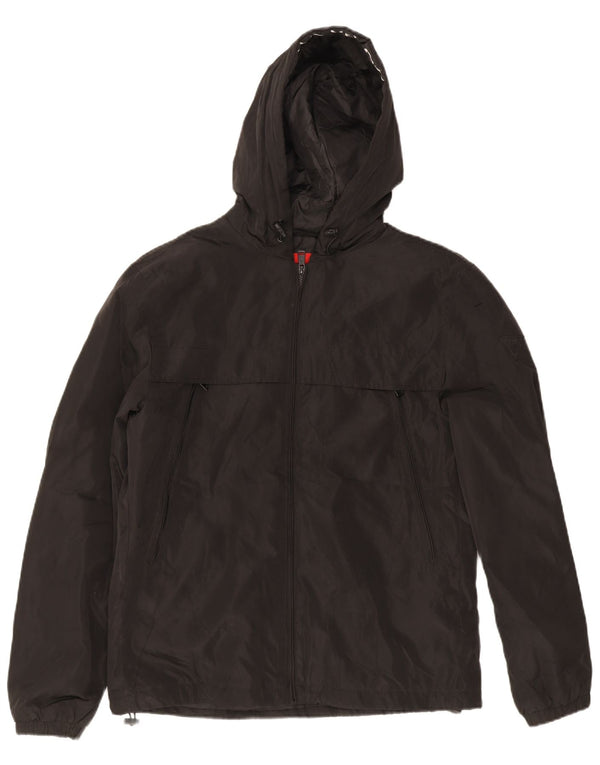 Guess Herren-Regenjacke mit Kapuze, UK 40, Größe L, Schwarz, Polyester
