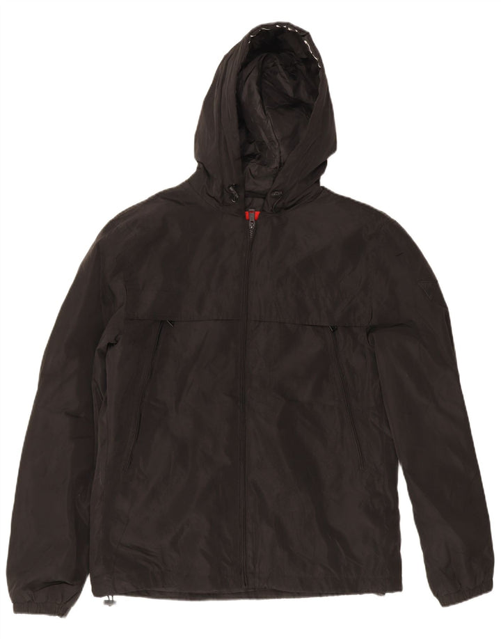 Guess Herren-Regenjacke mit Kapuze, UK 40, Größe L, Schwarz, Polyester